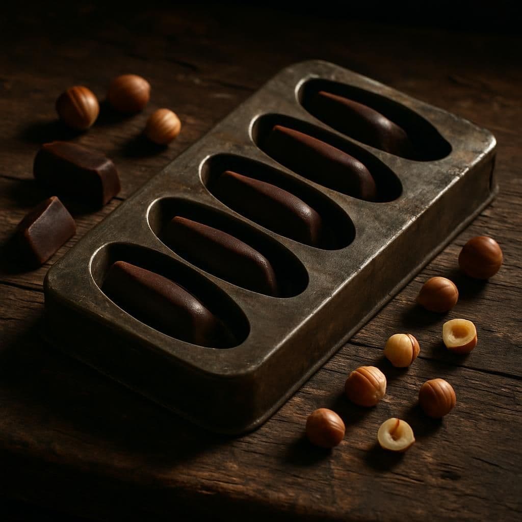 Illustrazione storica: Cachi con nocciole e cioccolato